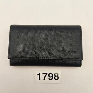 PRADA LEATHER KEY HOLDER DEBOSSED LOGO